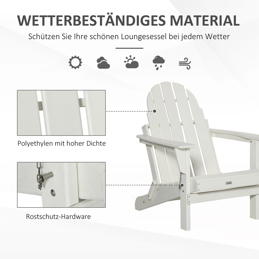 Outsunny Gartenstuhl mit tiefem Sitz weiß
