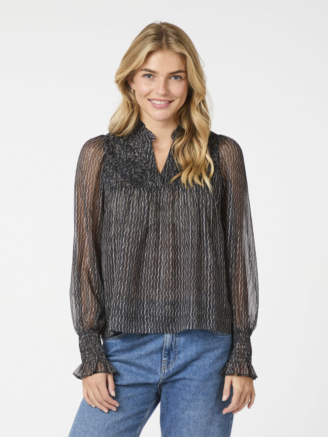 Neo Noir Jilliana Print Blouse Navy