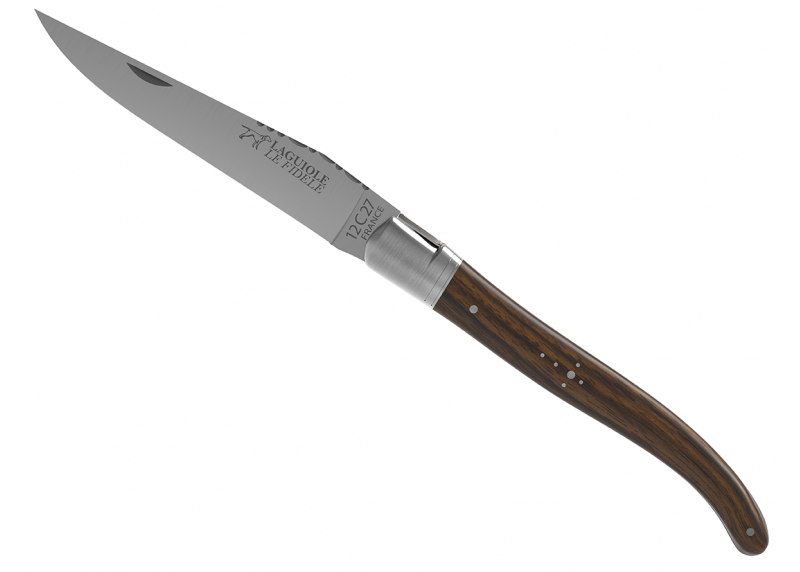 Couteau Laguiole avec un manche en bois de noyer et 1 mitre en acier inoxydable