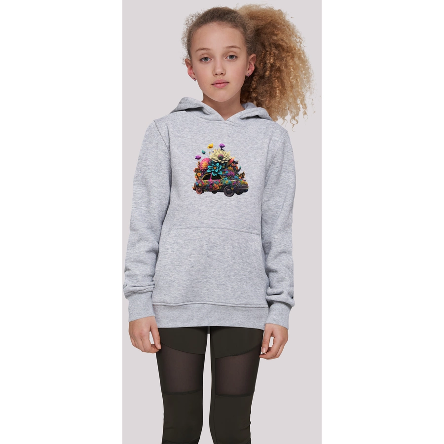 F4NT4STIC Hoodie Blumen Auto Hoodie heather grey