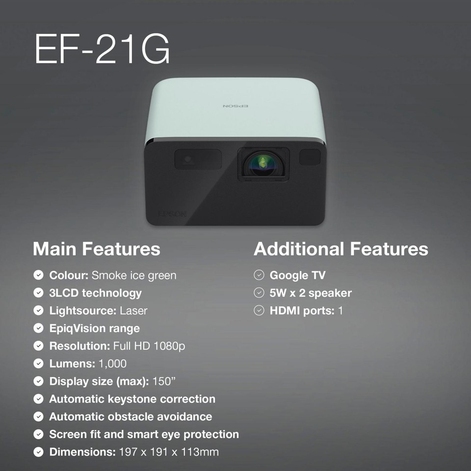 Epson - EF-21G kompakt hjemmebiograf projektor
