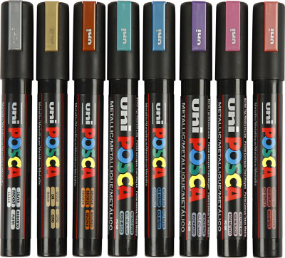 Posca Tusch - Nr. Pc-5M - Tykkelse 2,5 MM - Metallicfarver - 8 Stk