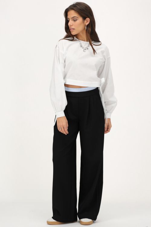 Witte poplin blouse met strikjes