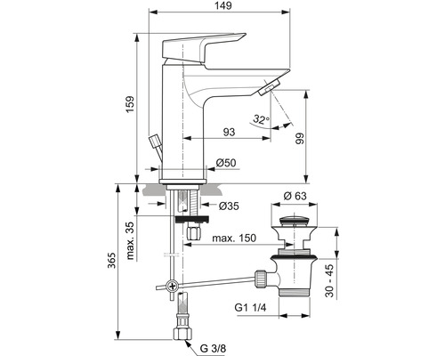 Ideal Standard TESI chroom wastafelkraan A6557AA