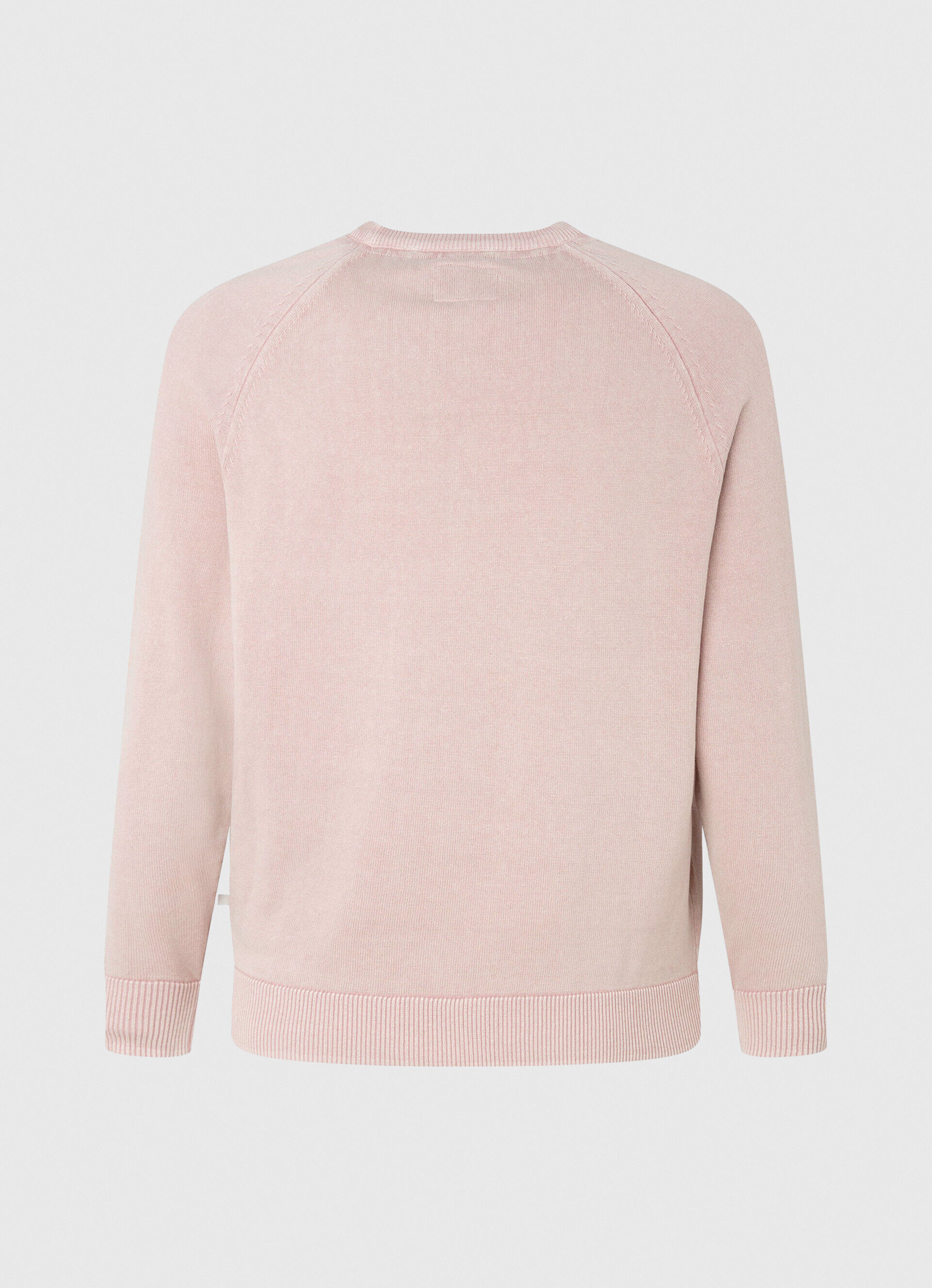 Camiseta de algodão jersey com gola redonda - rosa claro