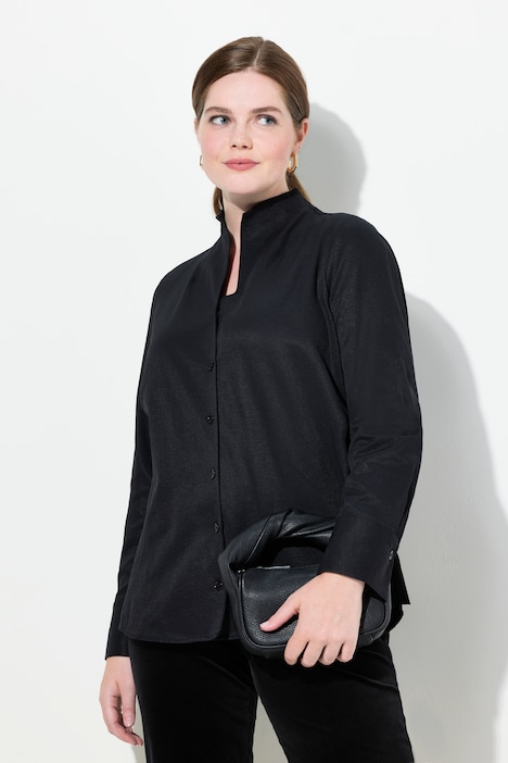 Bluse, Oxford-Gewebe, Kelchkragen, Langarm