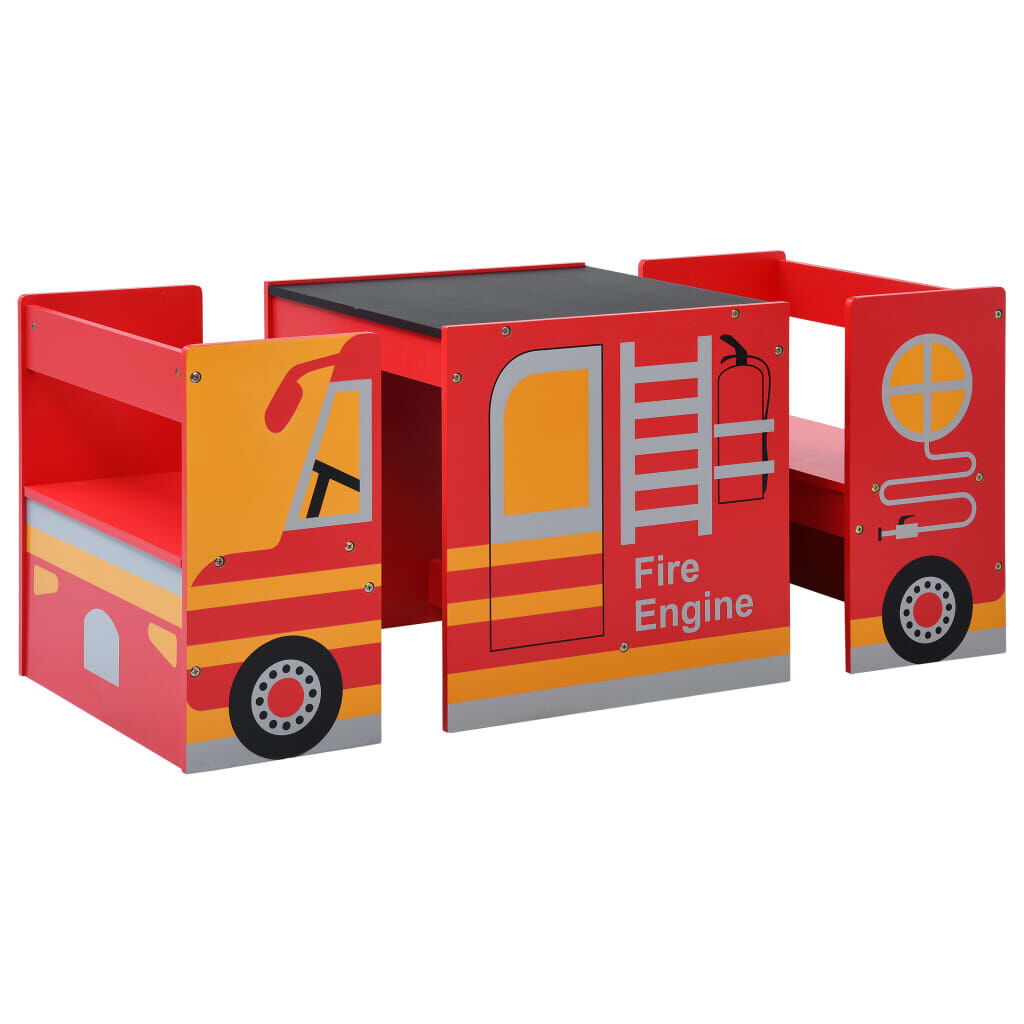 vidaXL 3-delige brandweerwagen kindermeubelset, hout
