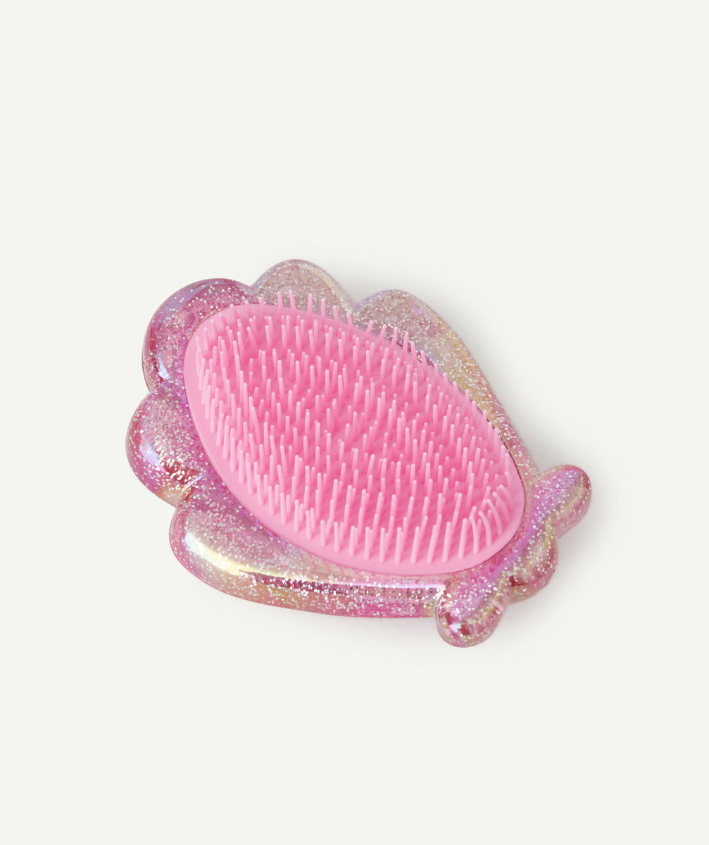BROSSE COQUILLAGE FILLE ROSE PAILLETÉE