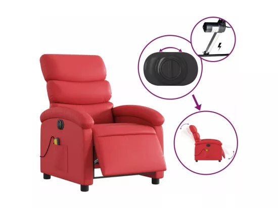 Fauteuil massant inclinable électrique rouge similicuir
