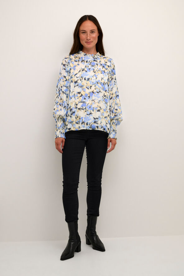 Kaffe KAeva Shirt Blue/yellow painted flower