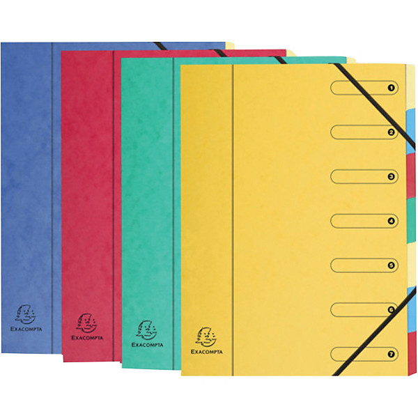 Exacompta Trieur à élastiques  Harmonika - 7 divisions - Assortis - lot de 4