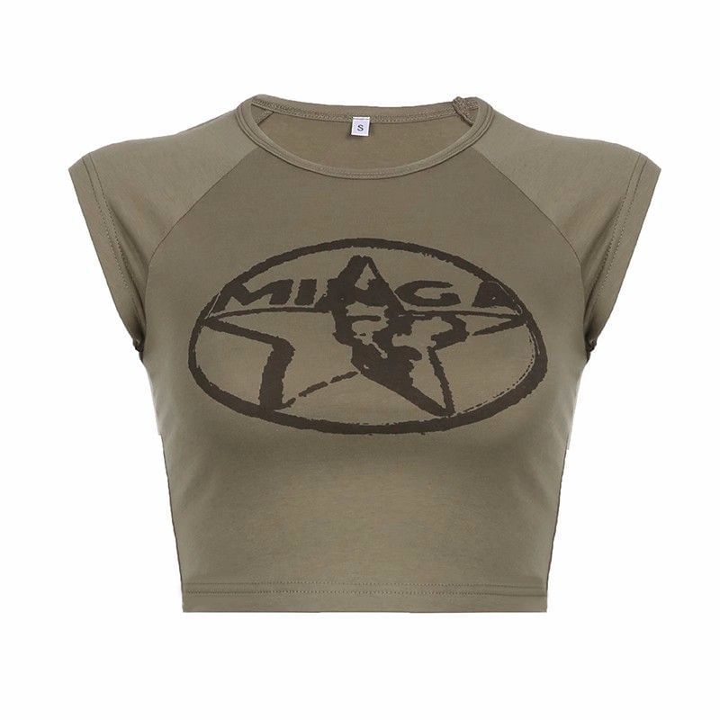 Selianne - Mouwloze crop top met ronde hals en sterrenprint