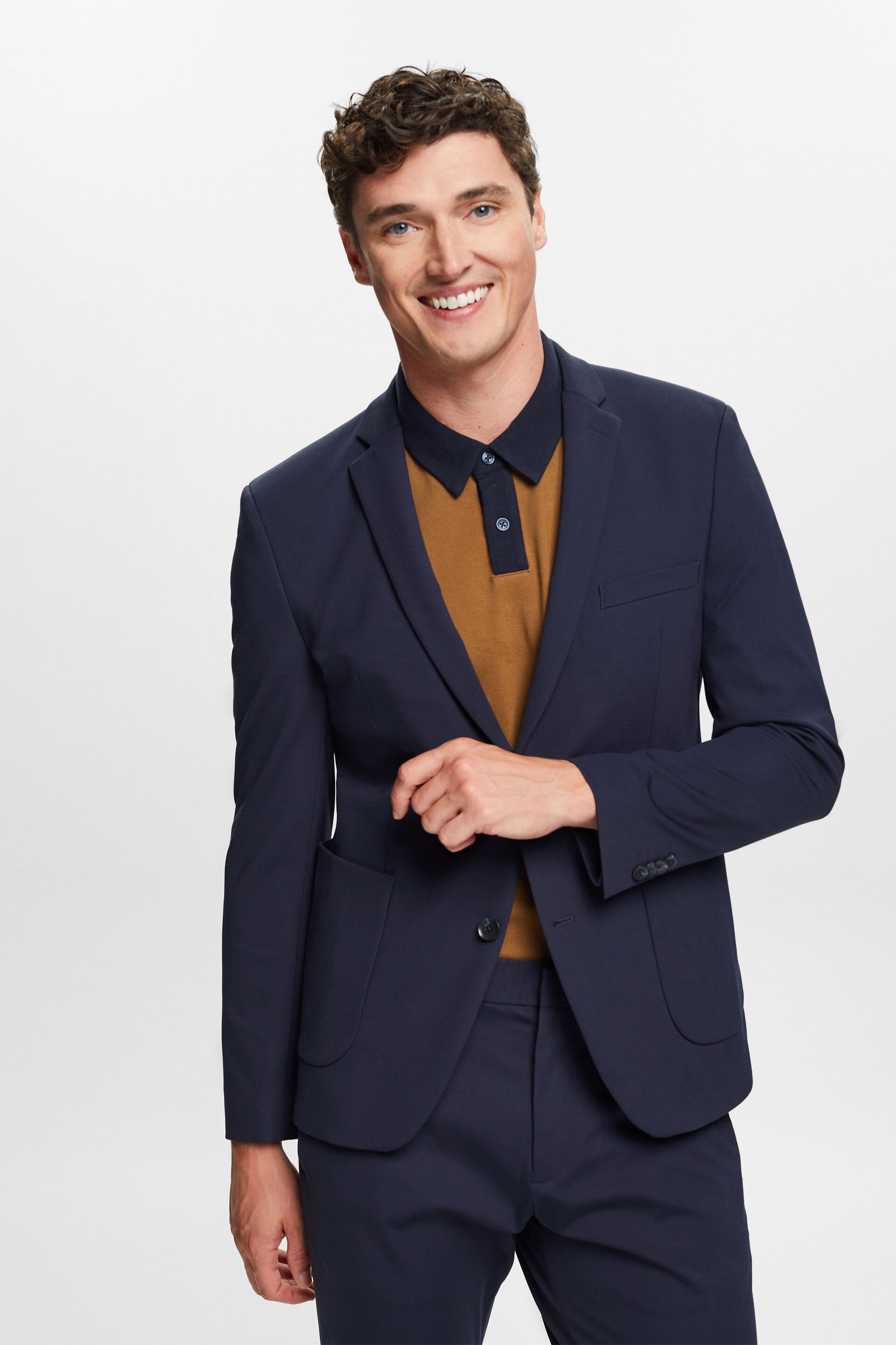 Blazer en jersey de maille piquée à boutonnage droit