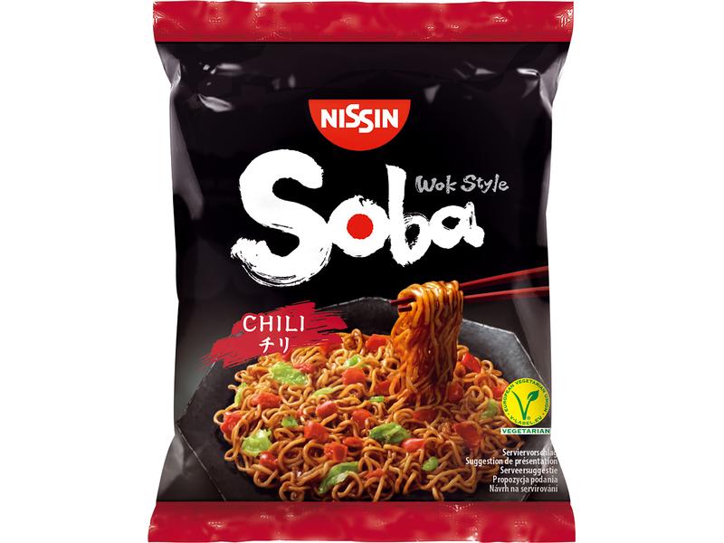 Nissin Food Soba Nudeln Chili 9 x 111 g Instant Nudelgericht mit Chiligeschmack