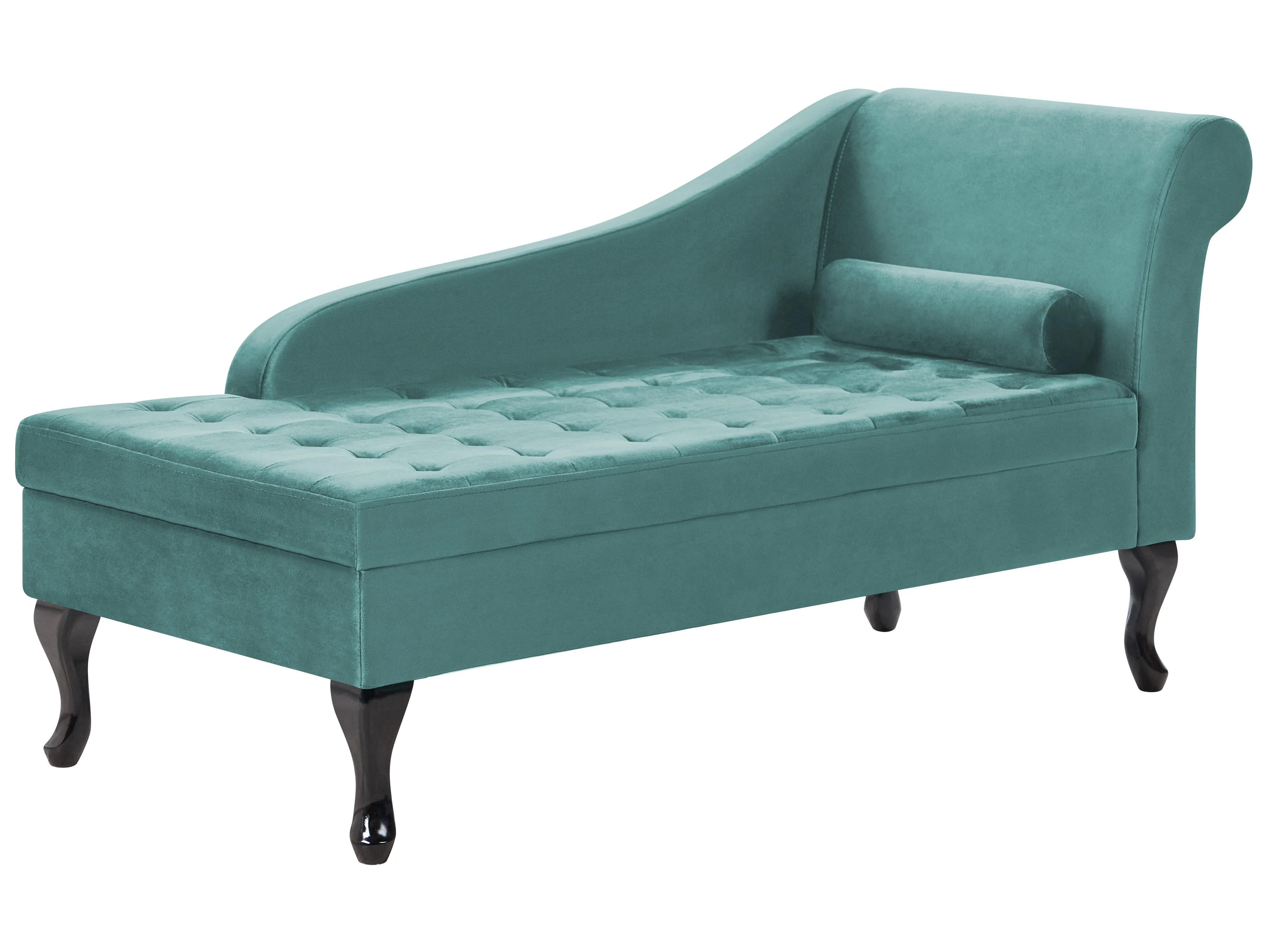 Rechtszijdige chaise longue PESSAC Fluweel Groenblauw met opbergruimte