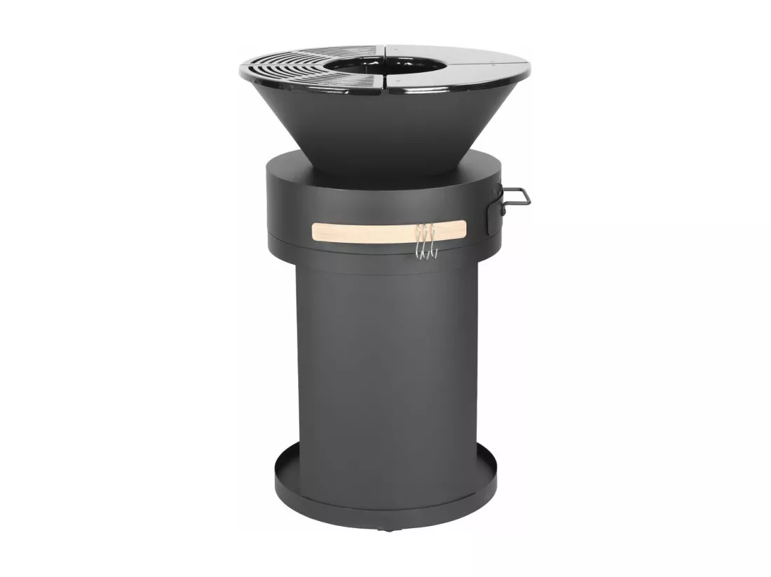 Barbecue plancha brasero a charbon et bois - 49 x 49 x 92 cm - Noir
