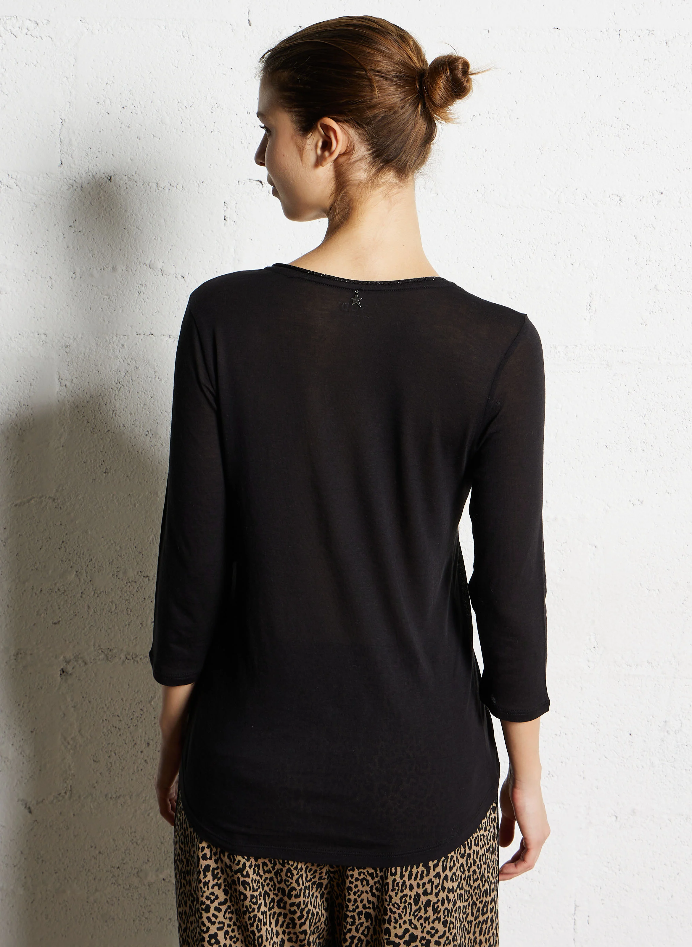 TASSIANE - Tee-shirt droit manches 3/4 | Noir