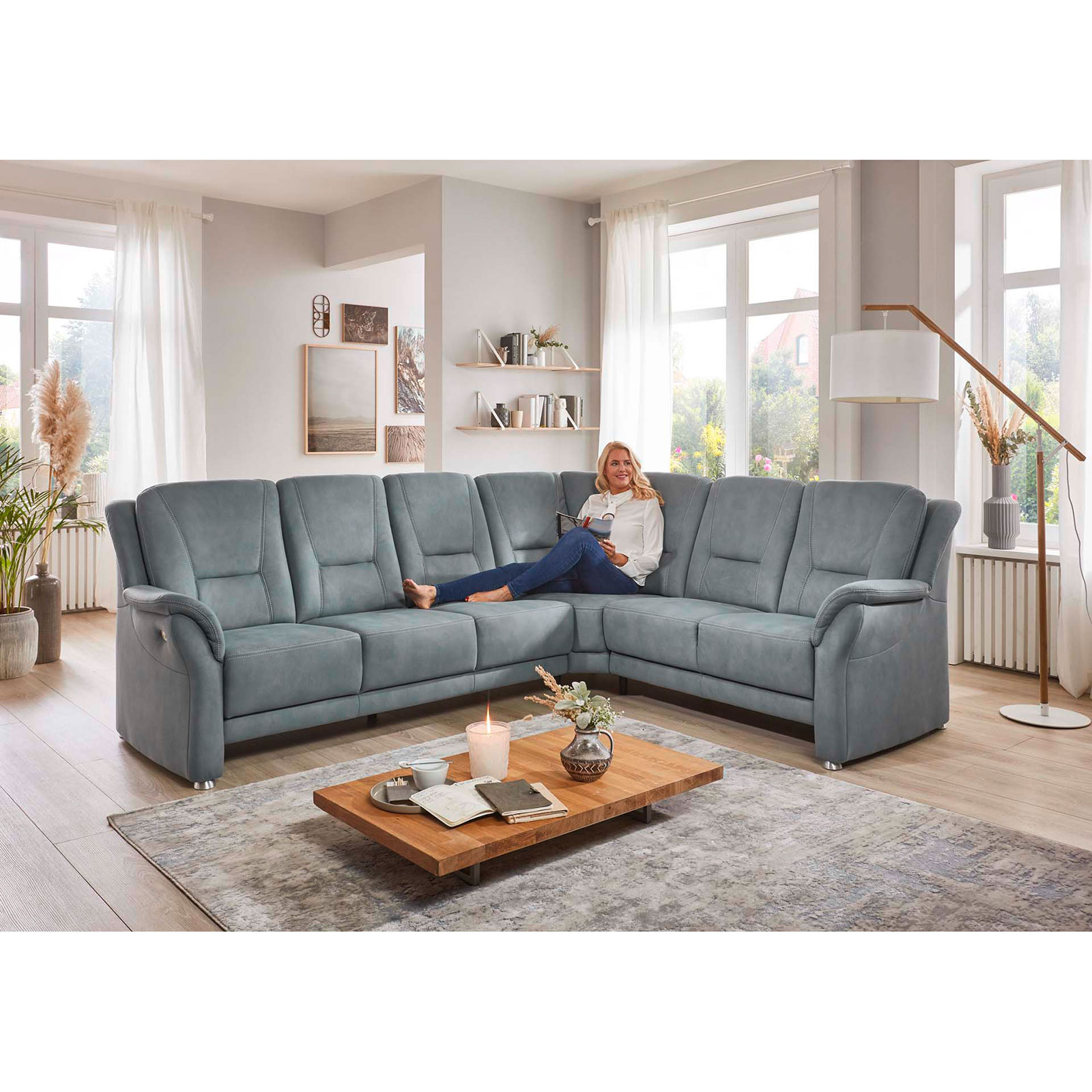 polsterpower Ecksofa - Feeling steel - Microfaser