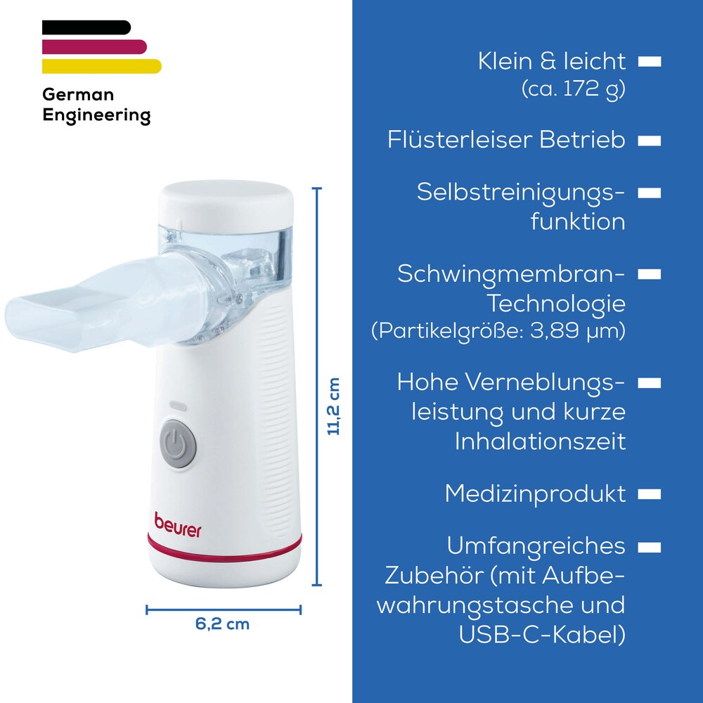 IH 51 Inhalator für Erwachsene und Kinder mit Schwingmembran-Technologie und Selbstreinigungsfunktion (10385) - Weiss