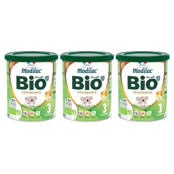 Modalac Mon Petit Bio+ Leite de Crescimento 3ª Fase Pacote com 3 x 800g