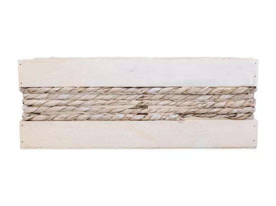 Panier en bois et corde blanc 35x25x12/31h