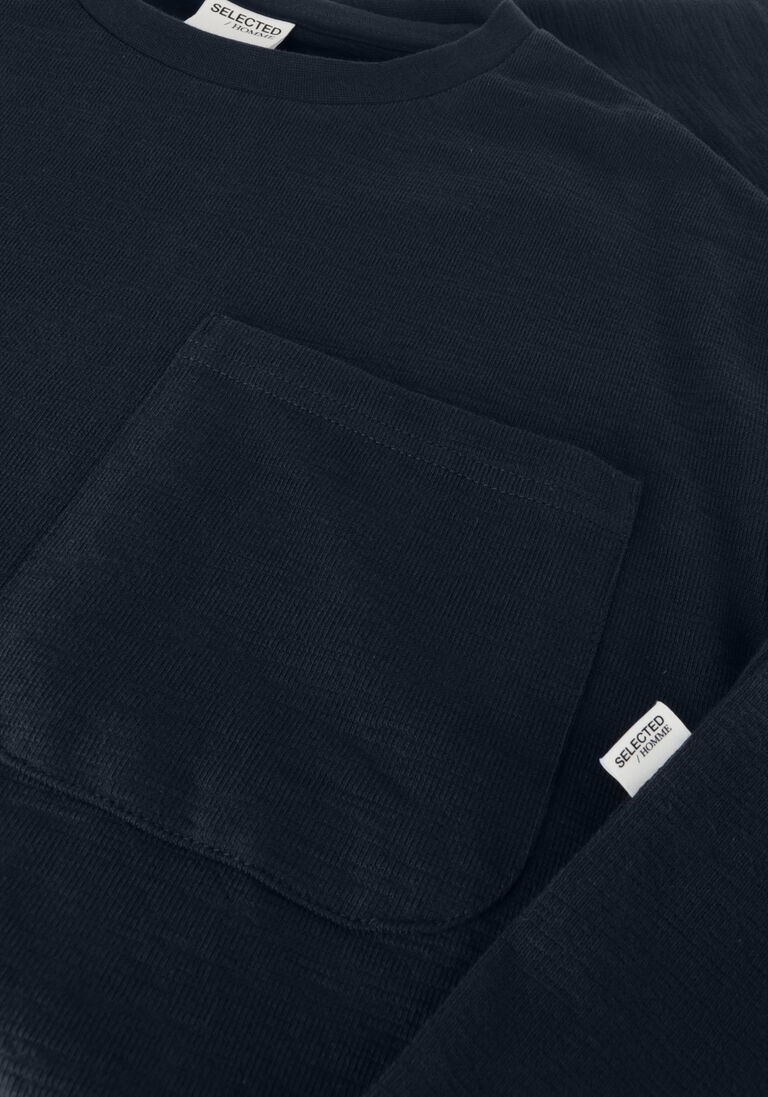 SELECTED HOMME donkerblauwe selected homme t-shirt slhloossaul slub ss o-neck tee