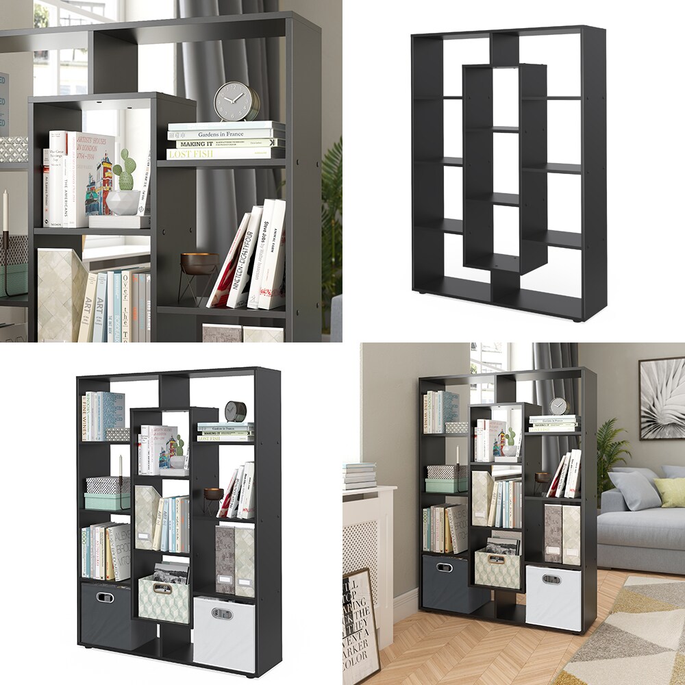 VICCO Raumteiler 11 Fächer Schwarz Bücherregal Standregal Wandregal Büroregal