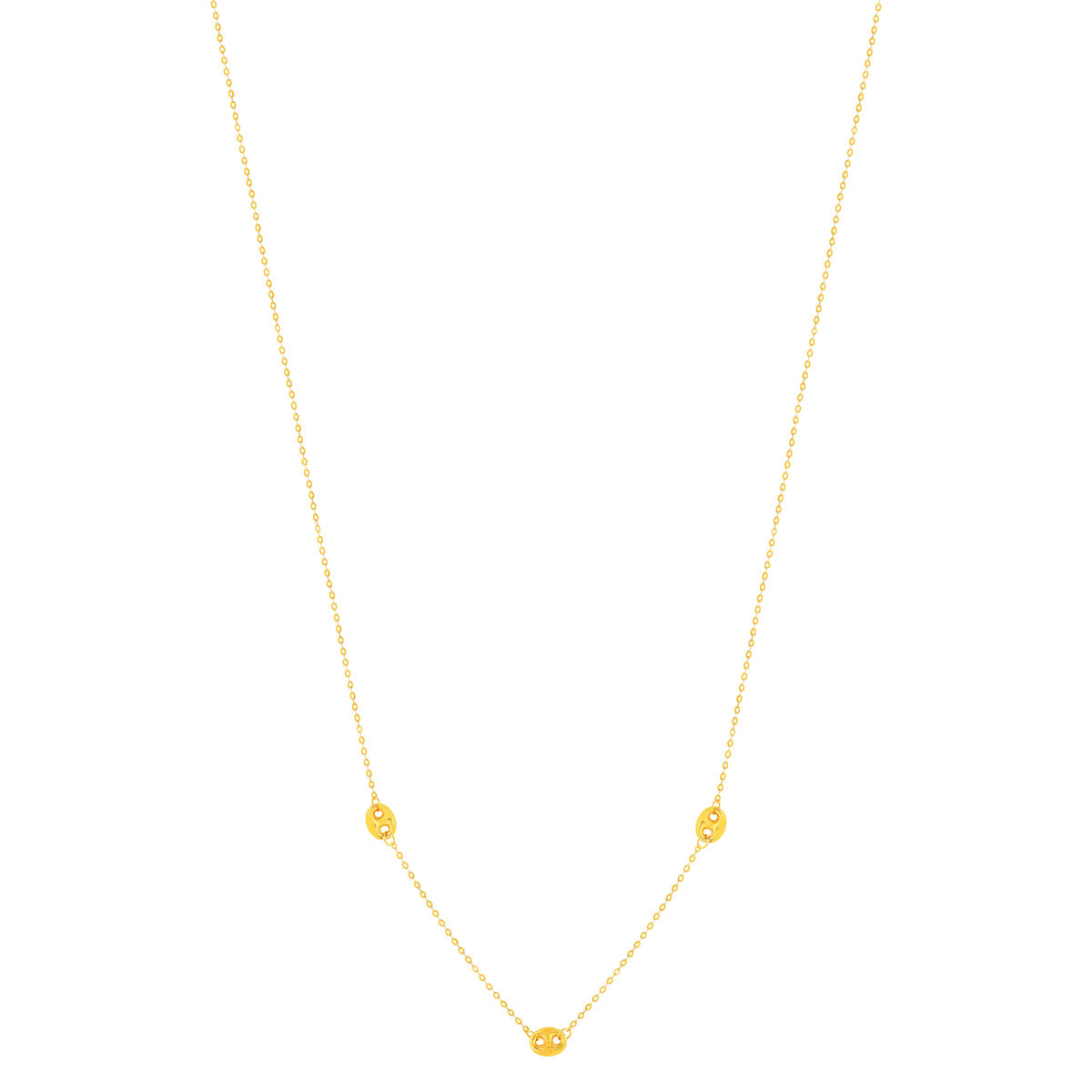 Collier or 375 jaune, motif grain de café 45cm