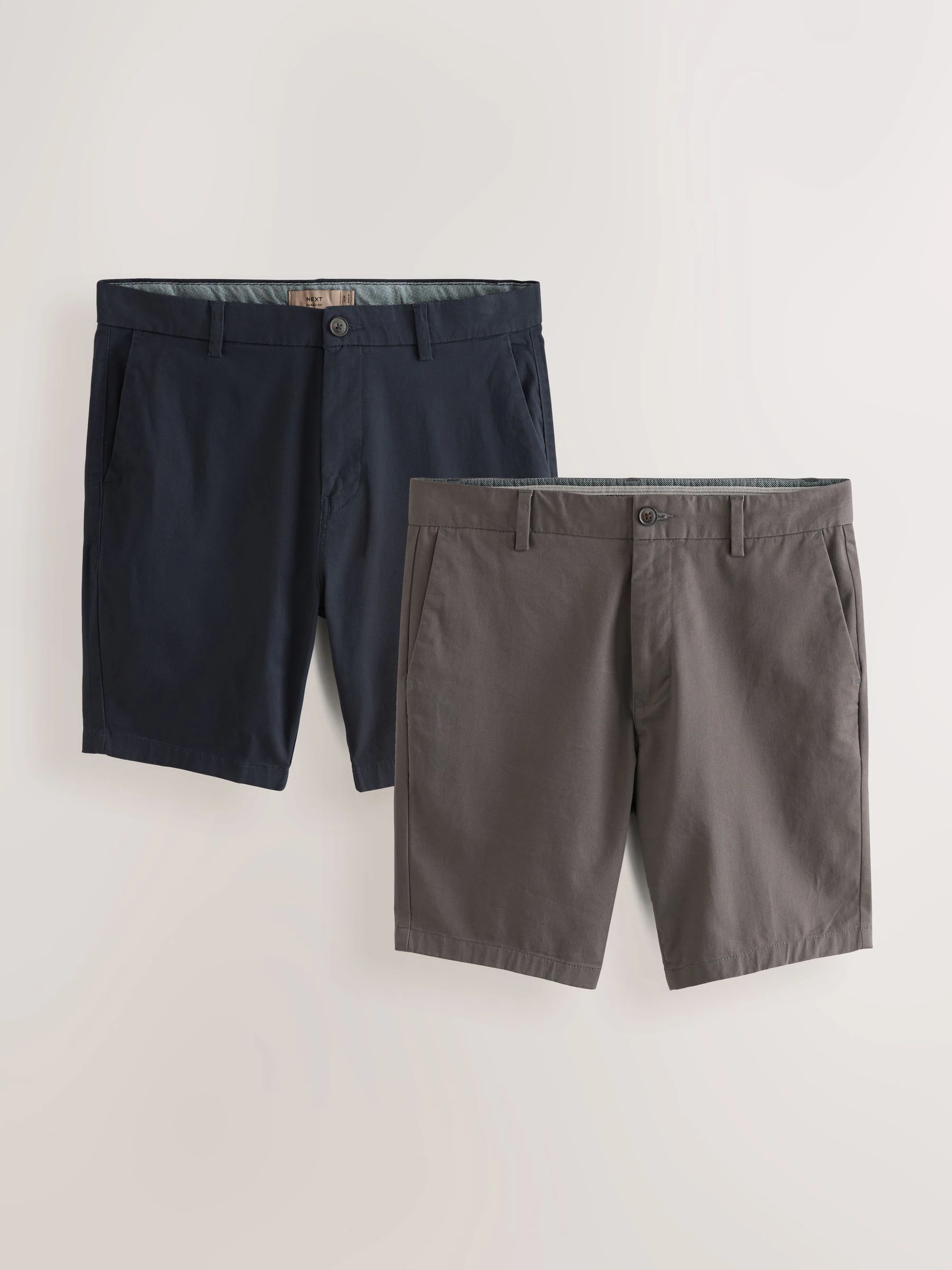 Marineblauw/antraciet - Strakke Pasvorm - Set van 2 chinoshorts met stretch