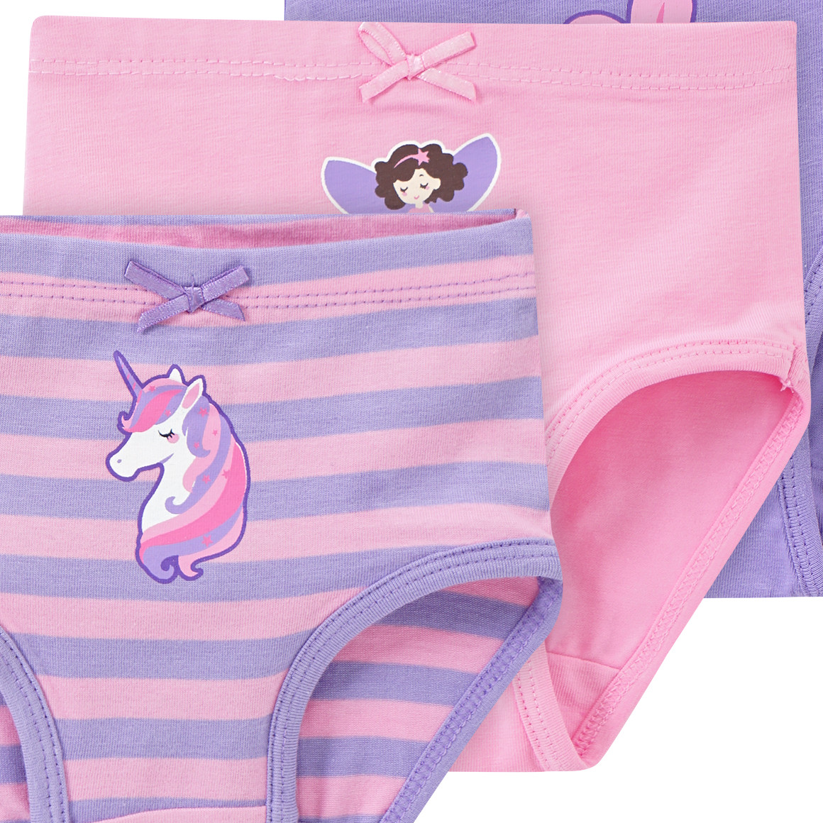 Topomini 3 Mädchen Slips in verschiedenen Dessins helllila / rosa