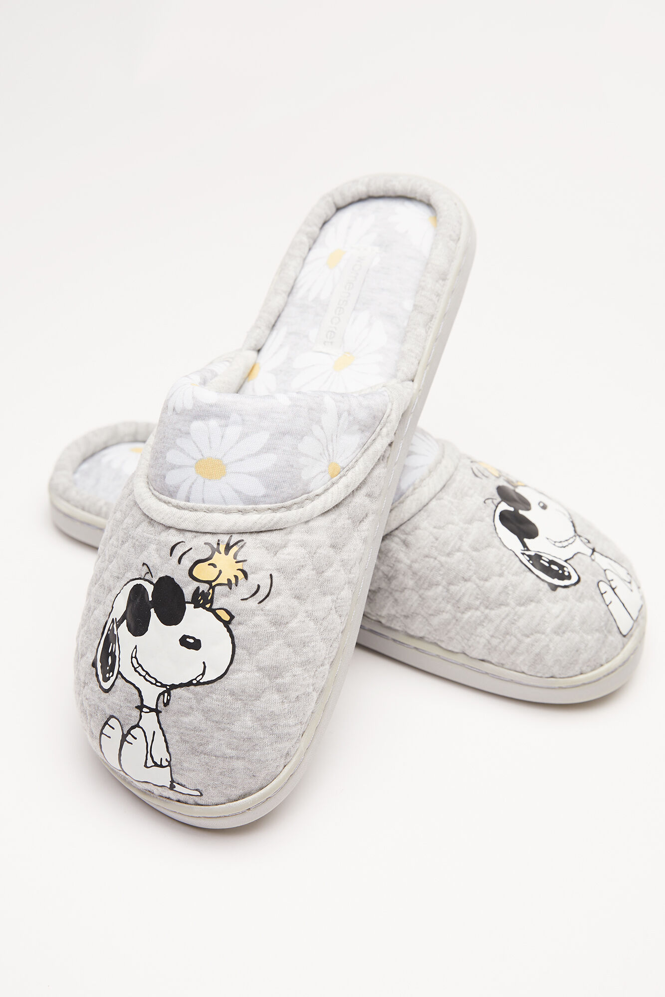 Pantufas florais Snoopy - cinza