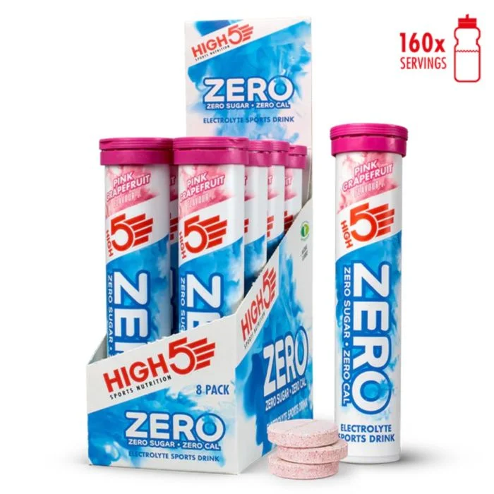 High5 Unisex Elektrolytter Zero Pink Grapefruit - Box 8x20 Tabs Hvid