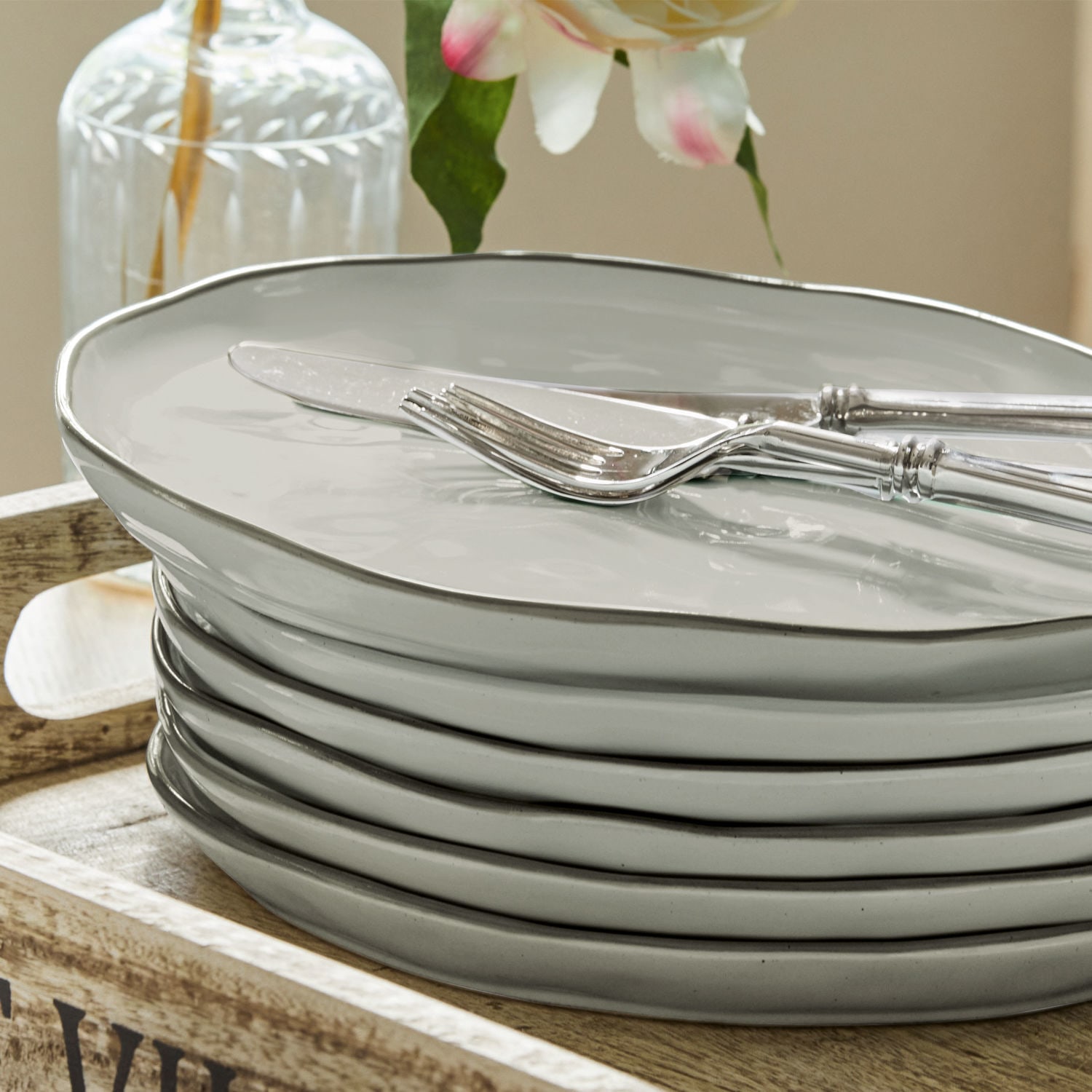 Teller 6er Set Biarré grau