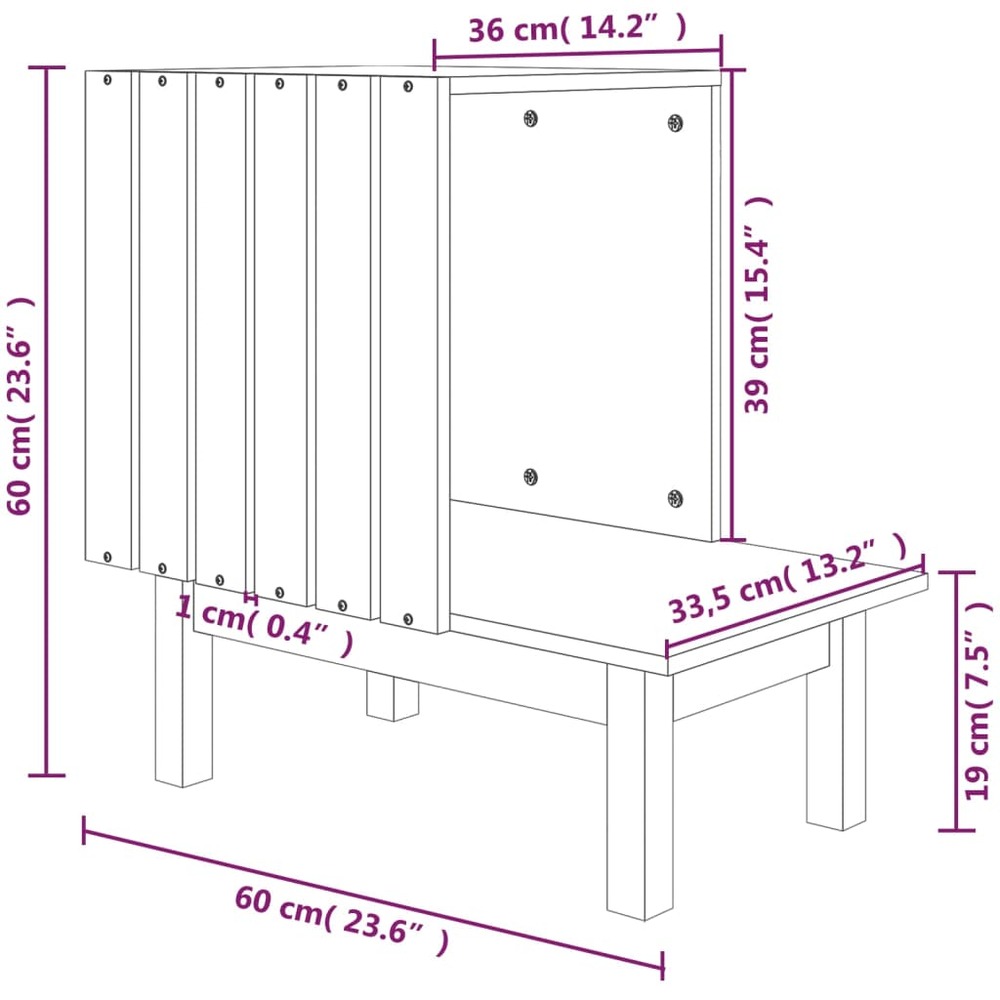 Maison pour chat blanc 60x36x60 cm bois de pin massif