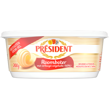 Président Gezouten Roomboter met Verlaagd Vetgehalte (60%) 200 g