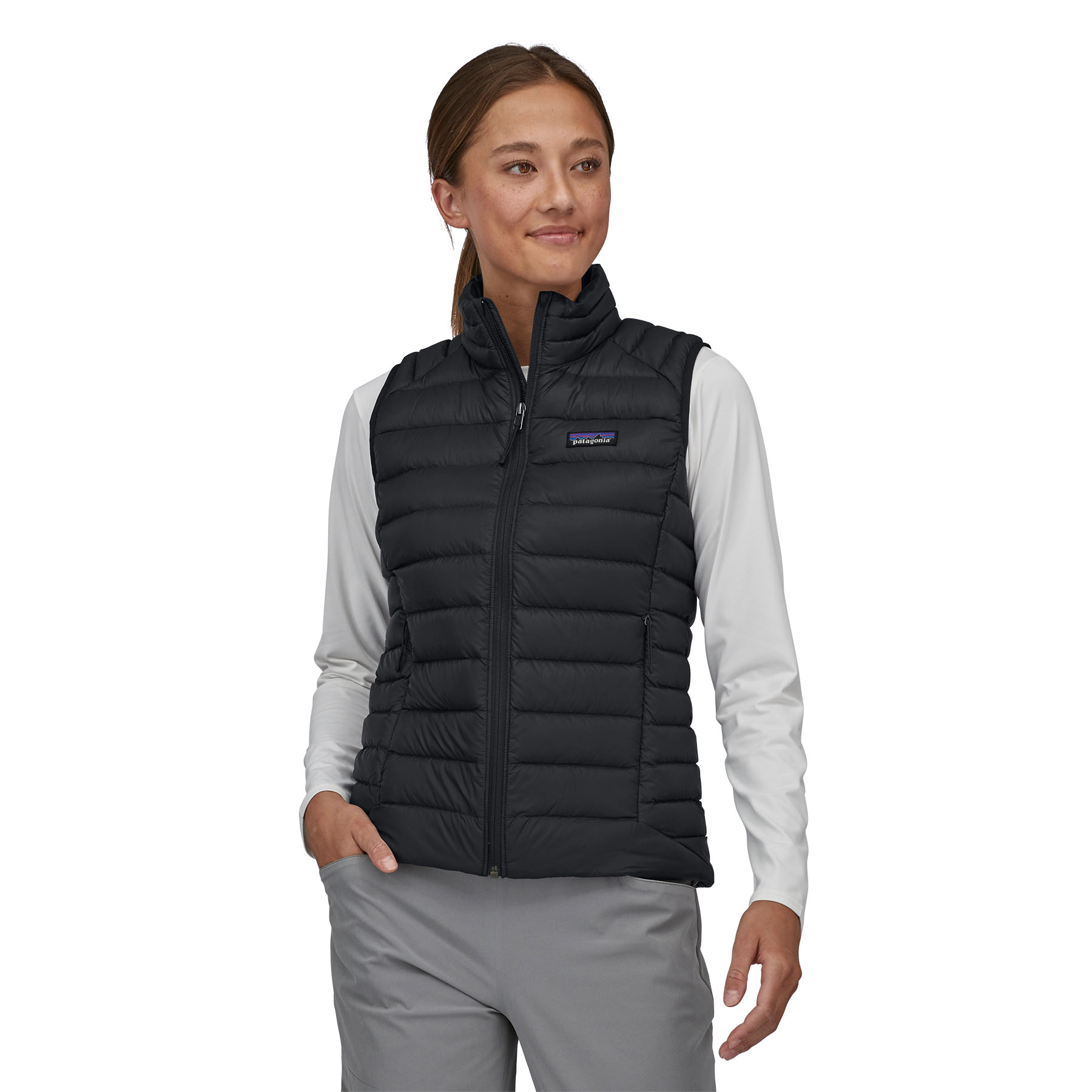 Down Sweater Vest Dame Black