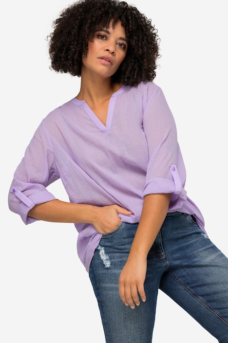 Bluse, Hemdkragen, Ärmel mit TurnUp
