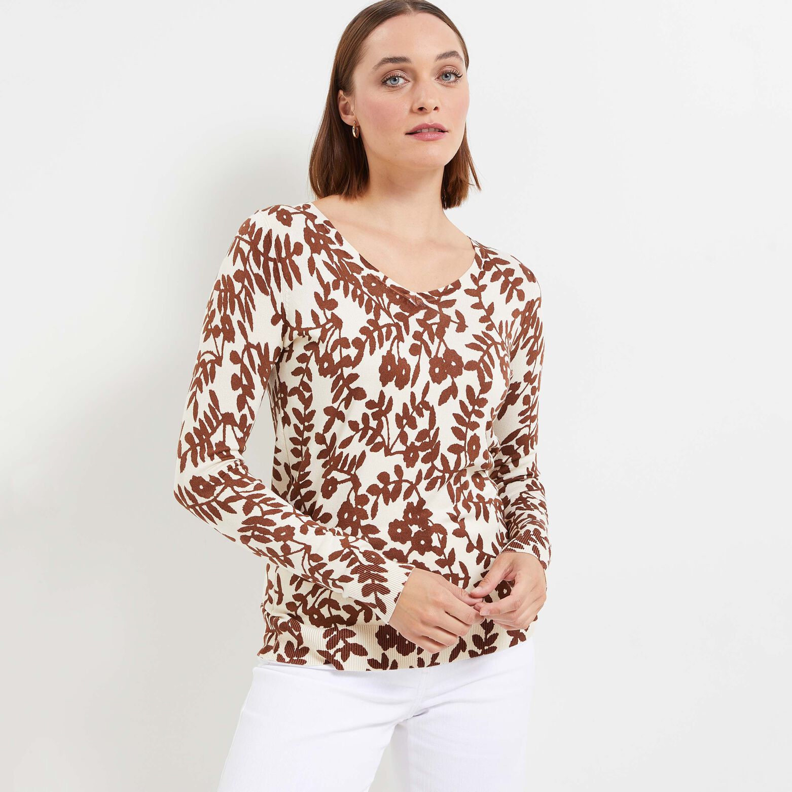 Pull fleuri femme