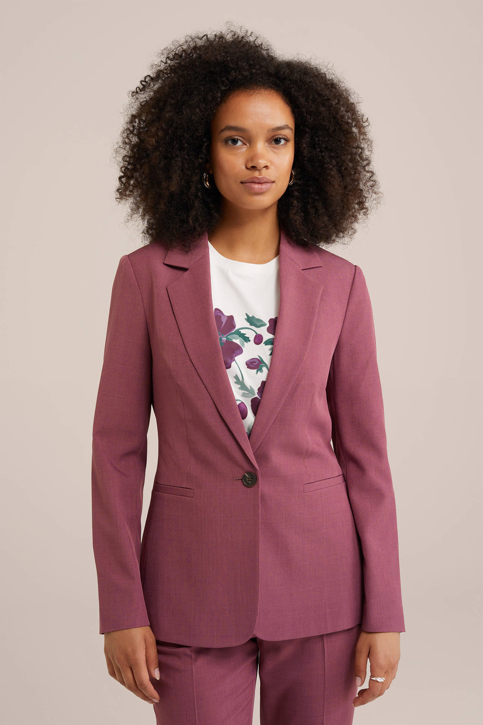 WE Fashion rechtvallende blazer berry slush