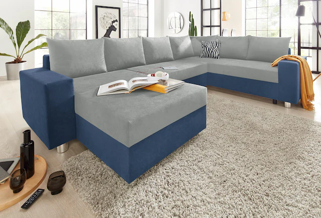 COLLECTION AB Wohnlandschaft »Paris U-Form« mit Federkern, wahlweise mit Bettfunktion und Bettkasten