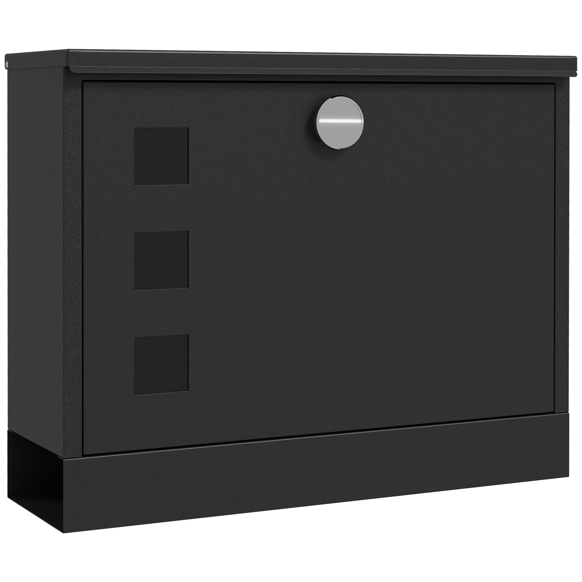 HOMCOM Briefkasten mit Zeitungsfach schwarz 36,5L x 11,5B x 29H cm