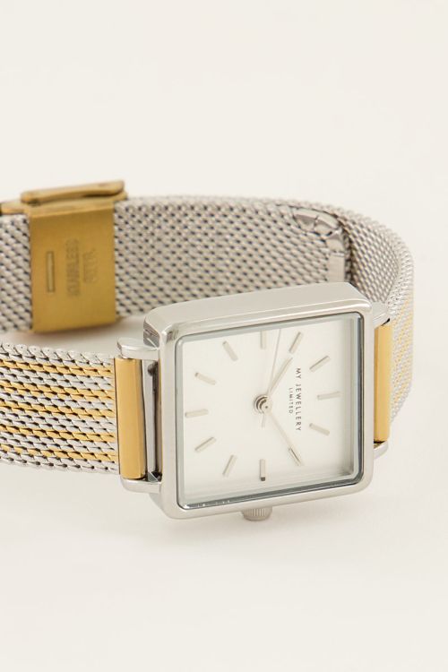 Vierkant horloge met multikleur schakelband