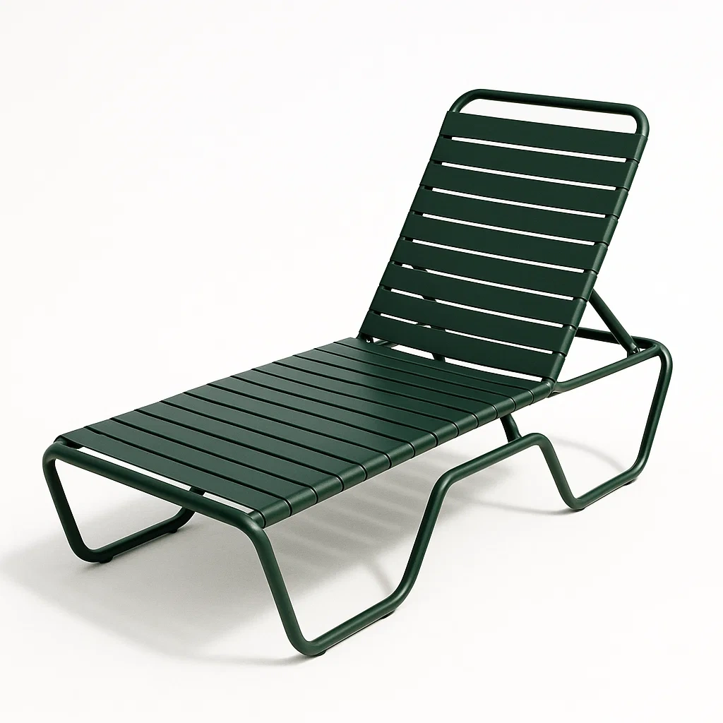 Chaise longue extérieure en métal vert réglable pour extérieur