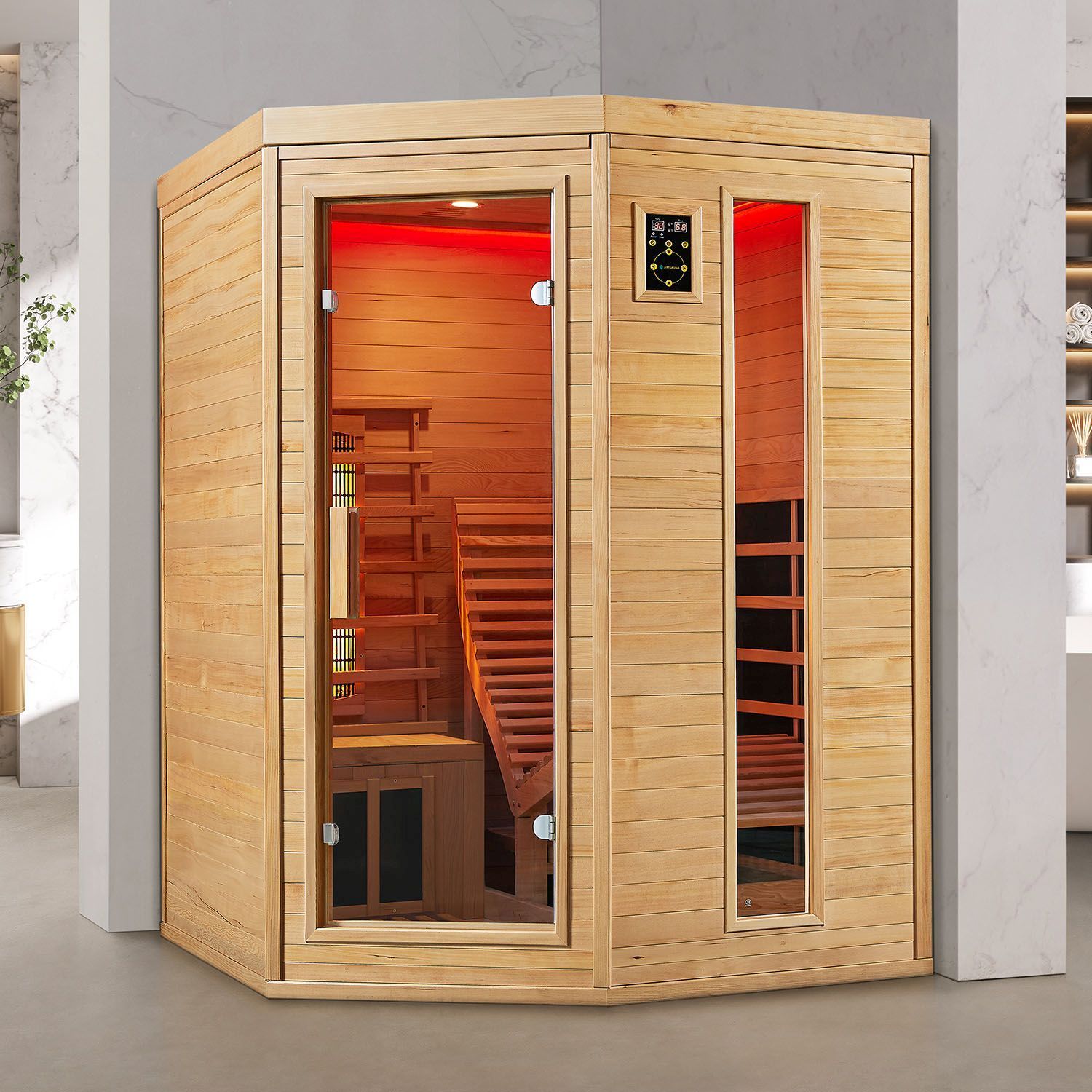 Artsauna Infrarotkabine Wärmekabine Esbjerg mit Triplex-Heizsystem & Hemlockholz