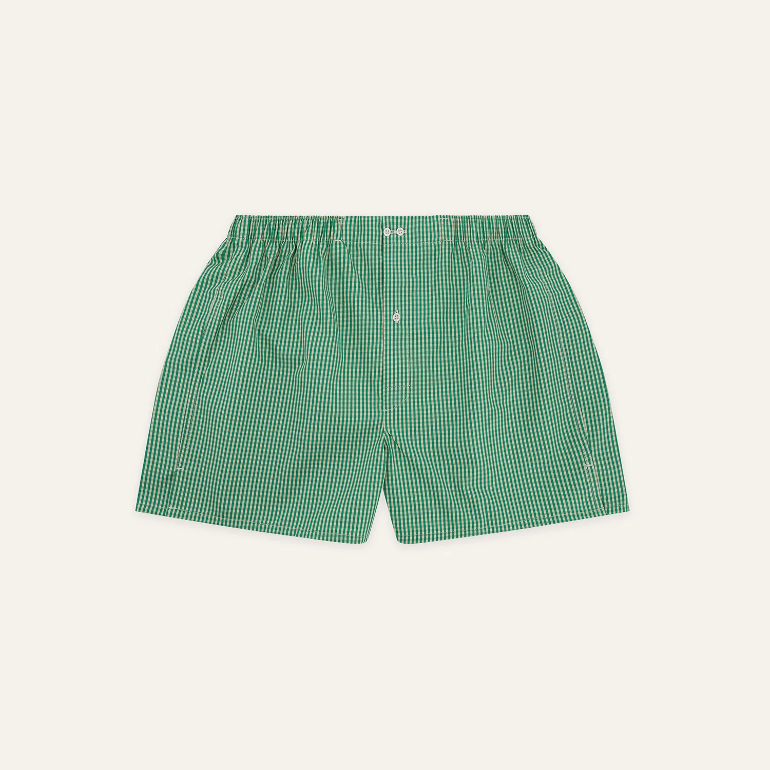 Upcycled green gingham boxer shorts
