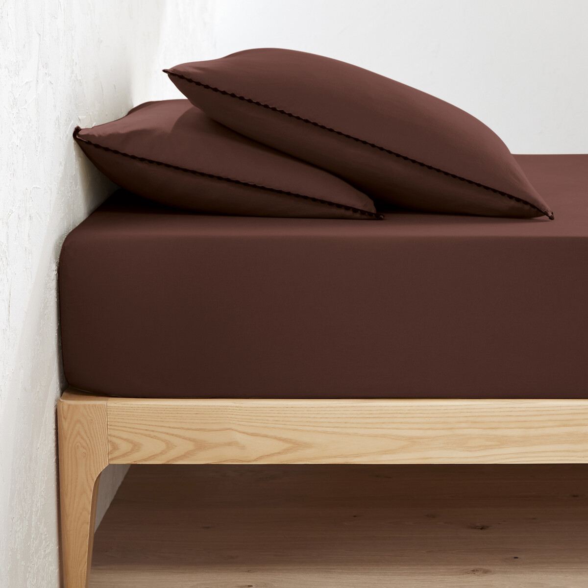 LA REDOUTE INTERIEURS<br>Lençol de baixo liso em algodão lavado, dobra de 25 cm, Mérida