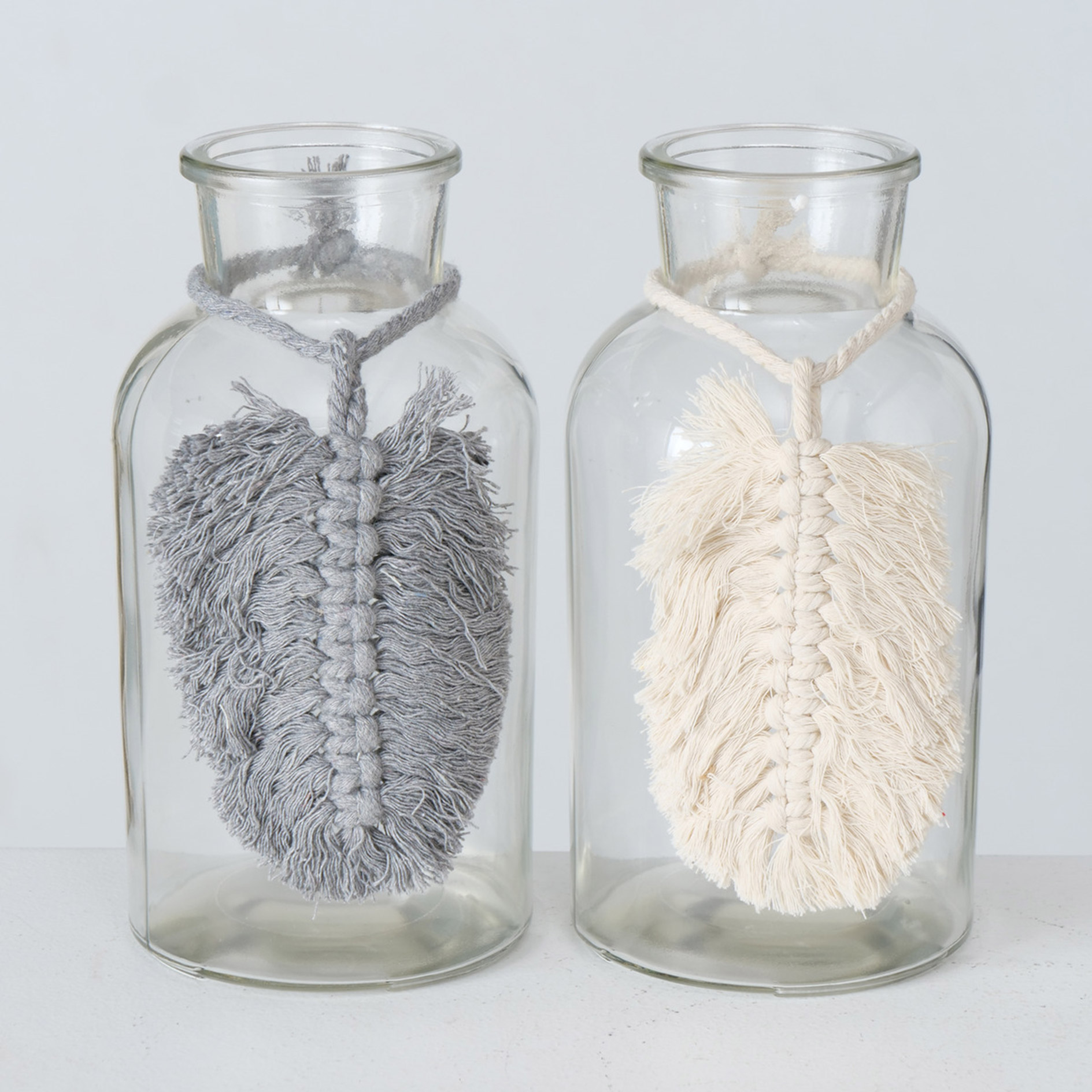 Vase - beige oder grau - Klarglas