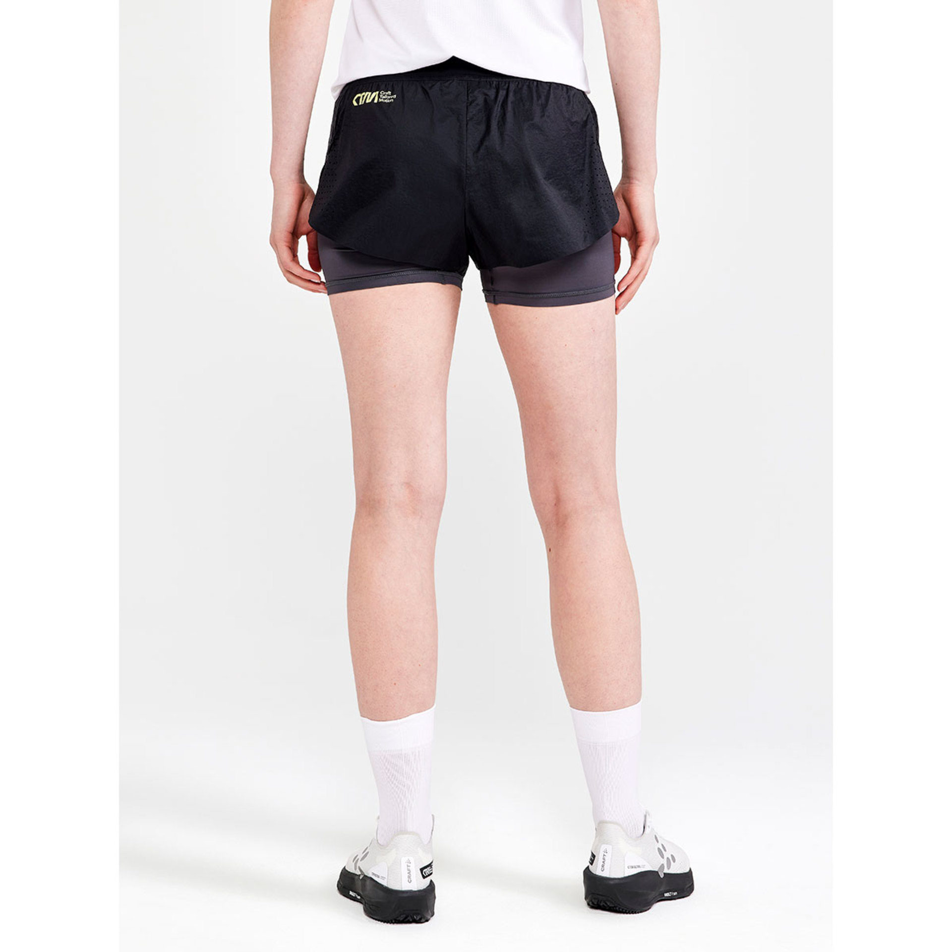 Craft CTM Distance 2in1 Hardloopbroek Kort Zwart/Grijs Dames