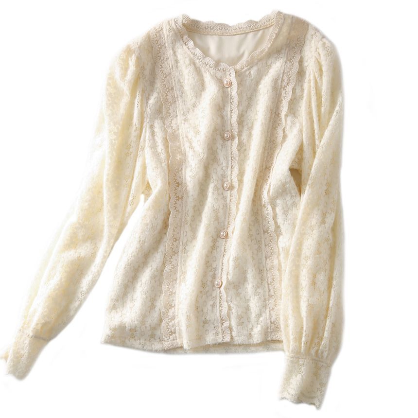 Jeonseon - Blouse met pofmouwen en kant