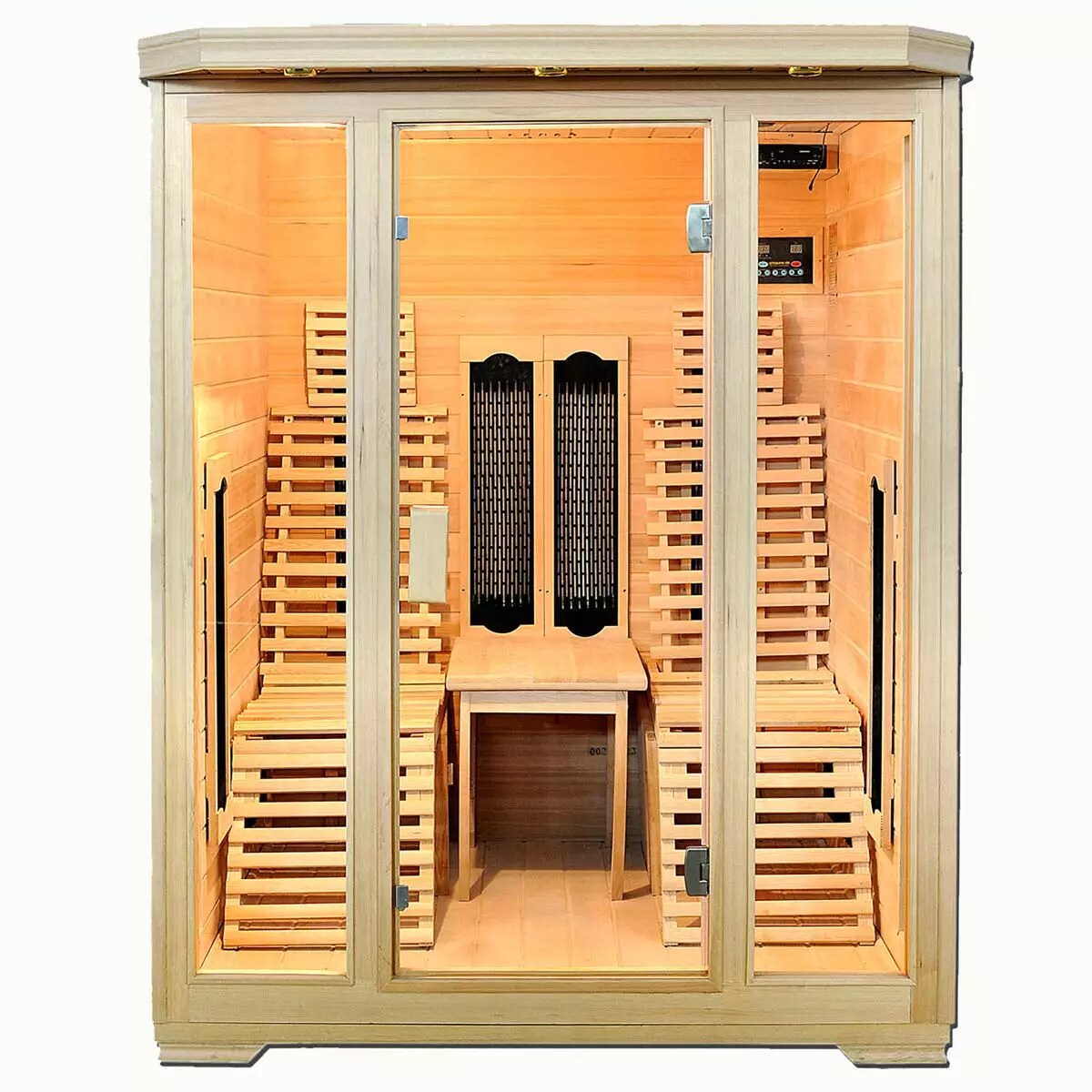 PureHaven Infrarotkabine für 2 Personen 150x150x190 cm Hemlock-Tanne Tiefenwärmestrahle